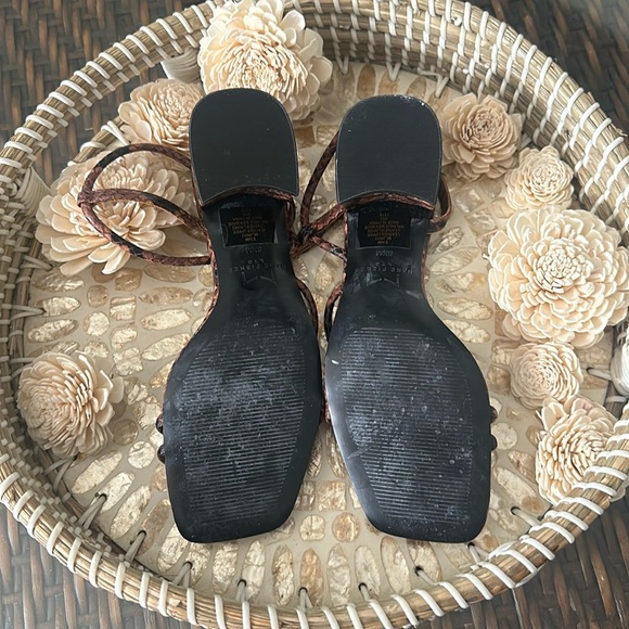 MARC FISHER Womens Brown Snakeskin Ankle Strap Buckle Leather Slingback Sandal - Picture 11 of 12